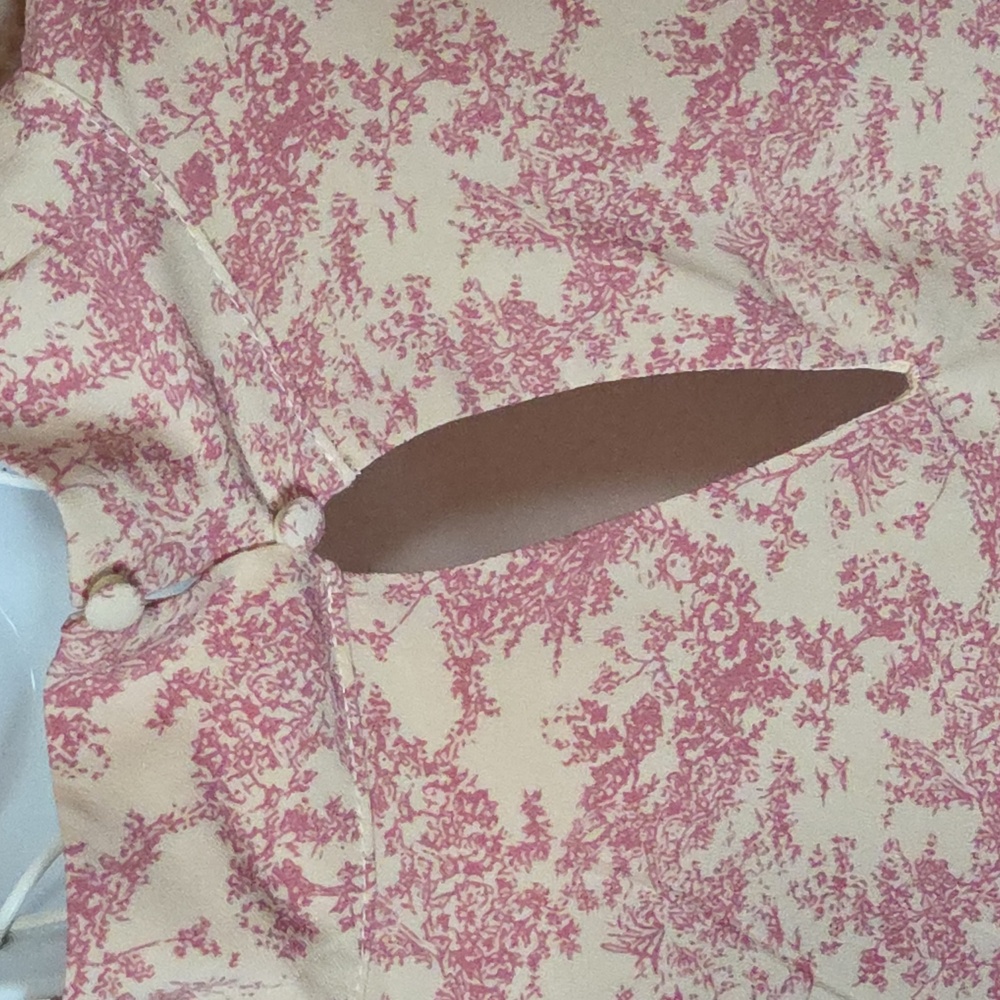 Hyacinth House Pink Toile Thayer Floral Long Sleeve Blouse In XL - Picture 7 of 12